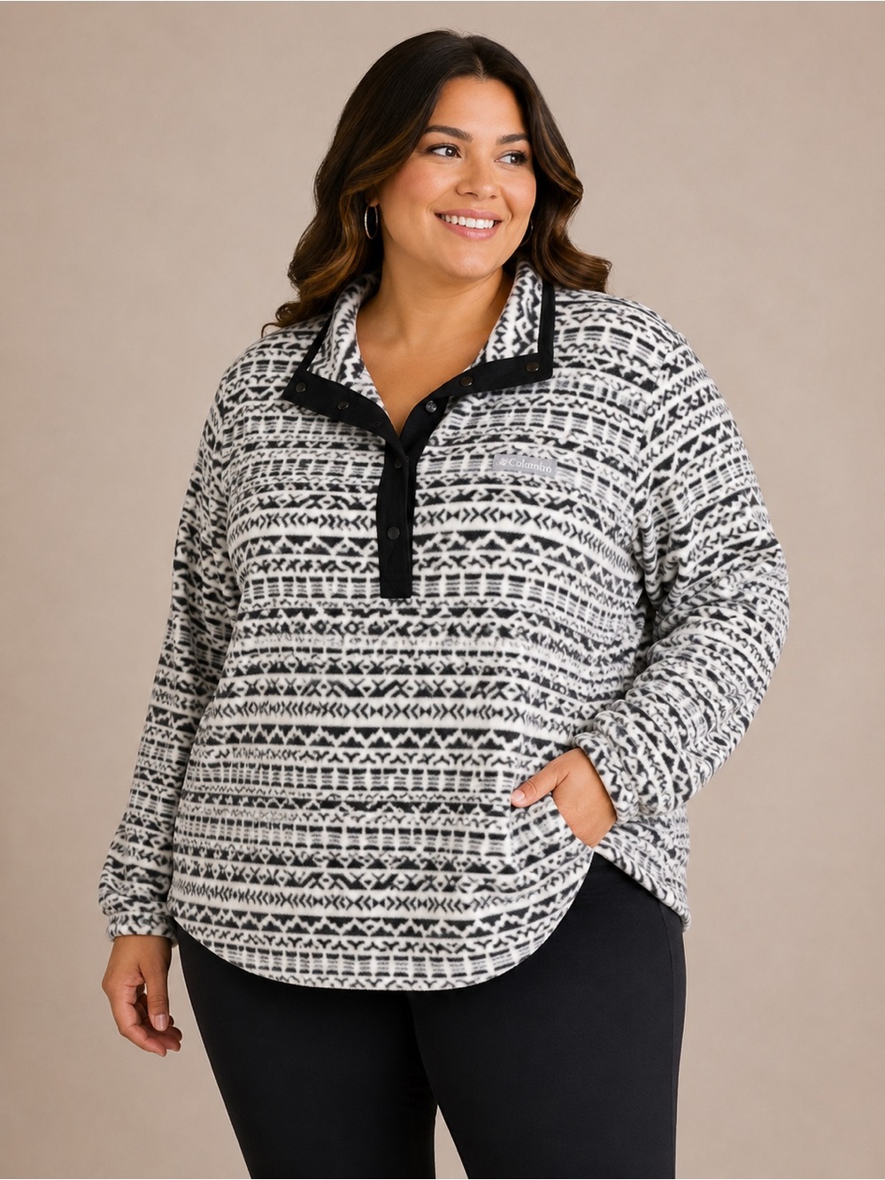 Columbia women’s geometric striped fleece pullover size XL